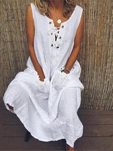 Load image into Gallery viewer, Lace-Up Sleeveless Solid Color Maxi Dress