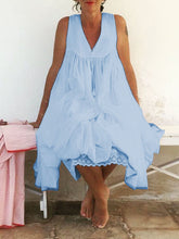 Load image into Gallery viewer, Loose V-Neck Solid Color Dress