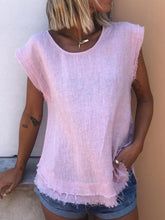 Load image into Gallery viewer, Solid color round neck sleeveless casual T-shirt