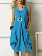 Load image into Gallery viewer, Solid Pockets Sleeveless Casual Midi Dress