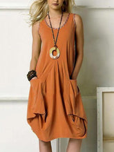Load image into Gallery viewer, Solid Pockets Sleeveless Casual Midi Dress
