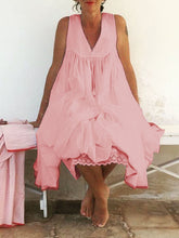 Load image into Gallery viewer, Loose V-Neck Solid Color Dress
